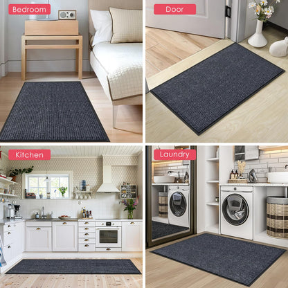 Kuyal Front Door Mat, 3'x5' Indoor Outdoor Entrance Mat, Commercial Floor Mats Inside Outside Entrance, Heavy Duty Durable Welcome Mats, Rubber Backing Non Slip Outdoor Mats for Entryway,Dark Gray