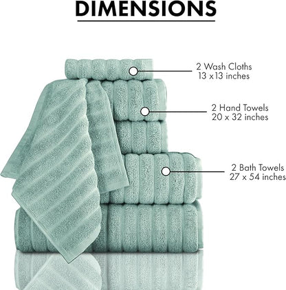 Classic Turkish Towels CTT Luxury 6 Piece Towel Set, 100% Turkish Cotton