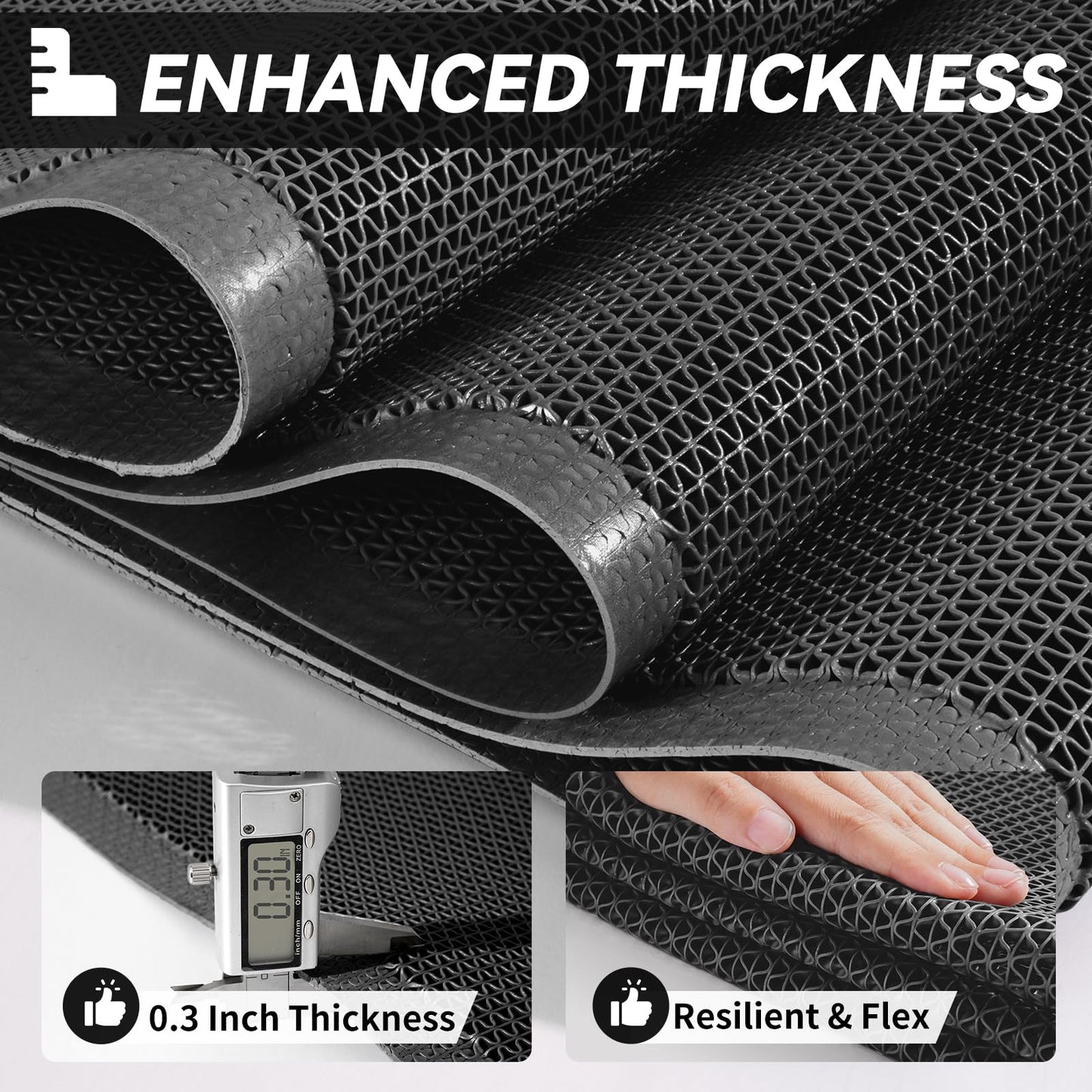 PVC Stair Treads for Wooden Step Outdoor, 8"x30" 5-Pack Self Draining Non Slip Step Covers, Heavy Duty Resistant Exterior Mats for Wood Stairs Fast Water Flow, Anti Slip Rubber-Like Stair Treads Black