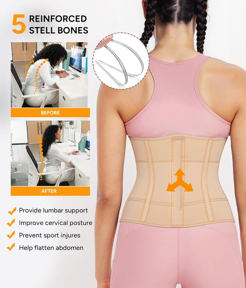 Waist Trainer for Women - Segmented Corset Shapewear & Sweat Trimmer | Adjustable Workout Belt