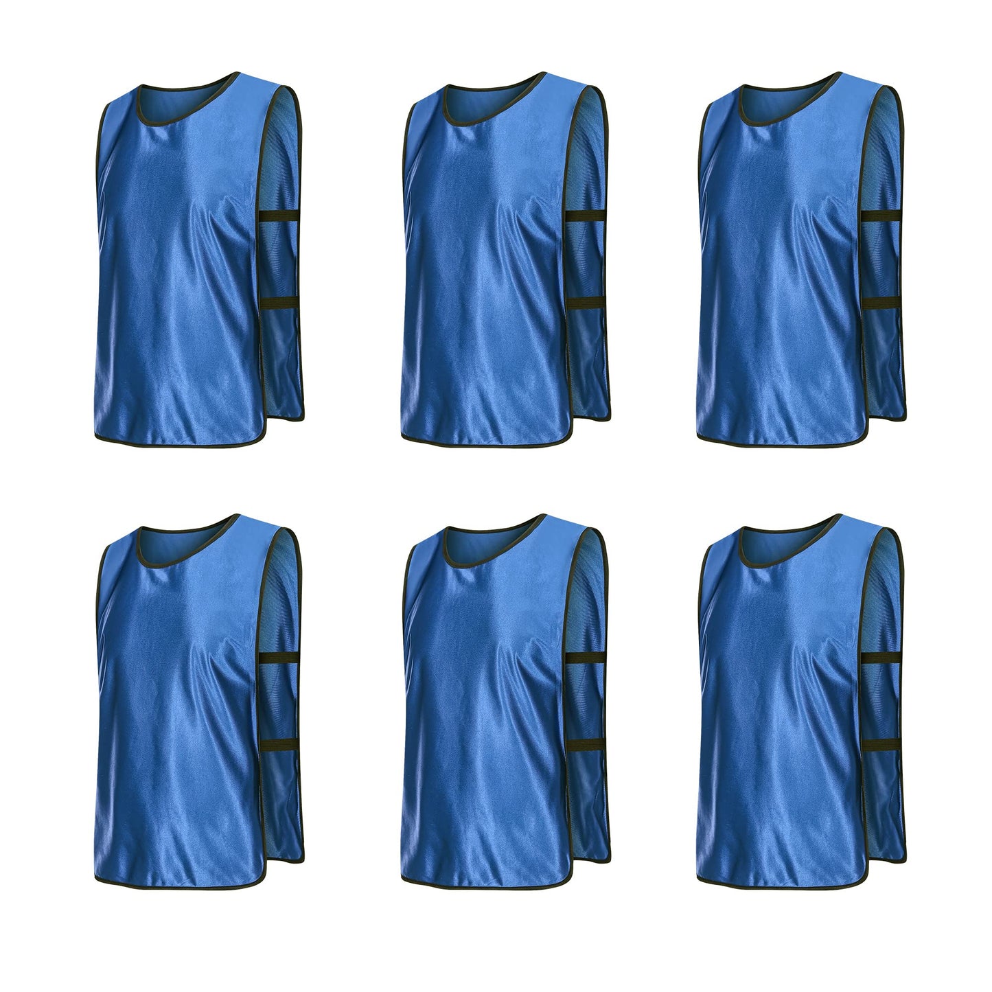 RE-HUO 6 Pack Scrimmage Vests/Sport Basketball Pinnies/Soccer Bibs for Kid and Adult (Navy Blue, L)