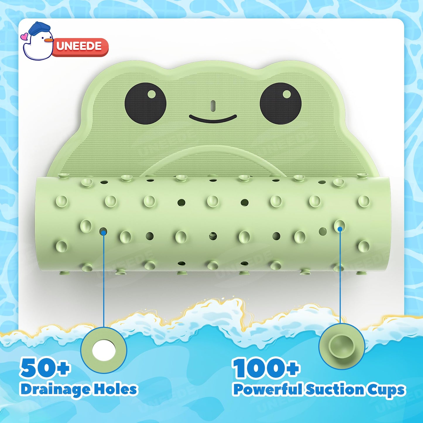 UNEEDE Kids Bathtub Mat Non Slip Shower Mat for Toddlers, Washable Anti Slip Tub Surface, Soft Rubber Mat for Bathtub Shower, Waterproof Bathtub Essentials for Children（Not for Textured Surfaces）