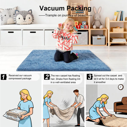 Ehayx 5x7 Area Rugs for Living Room, Large Fluffy Blue Rugs for Bedroom, Fuzzy Shag Soft Non-Slip Carpet for Kids Girls and Boys Nursery Dorm Indoor Room Home Decor (5ft X 7ft)