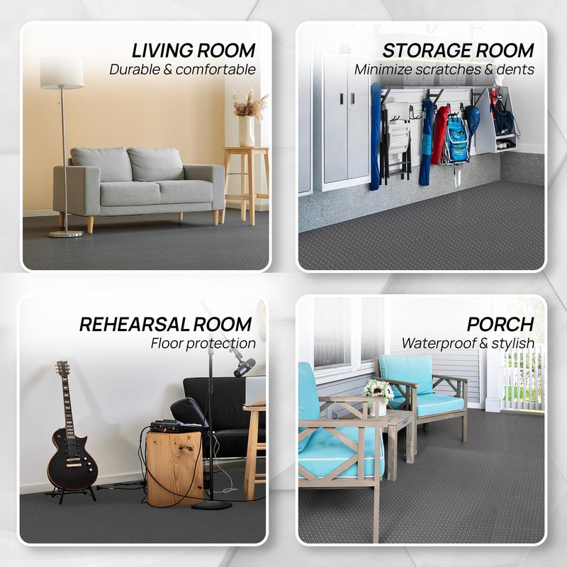 Yes4All EVA Interlocking Mats, Puzzle Floor Tiles, Foam Floor Padding with Border for Furniture, Home Space, Living Room, Garage 11 SQFT