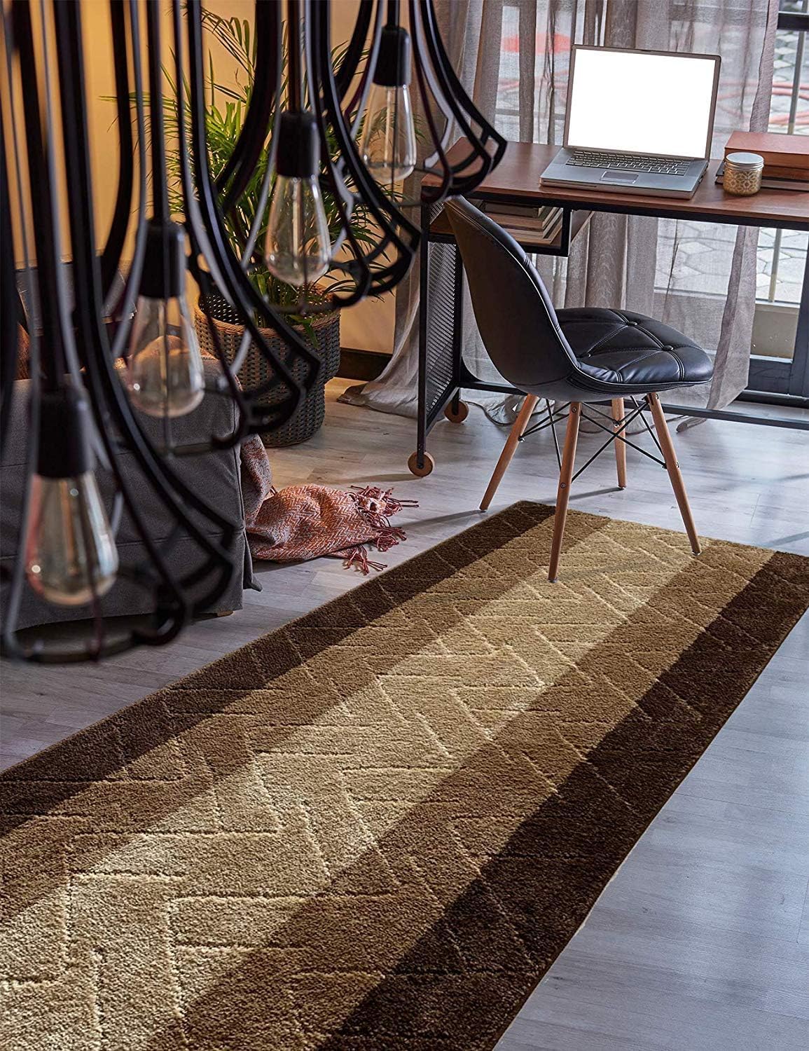 BestHomeCustom Custom Size Hallway Runner Rug Brown-Beige Color 31 inch Wide Select Your Length Non-Slip (Skid Resistance) Rubber Backing 6 feet x 31 inch