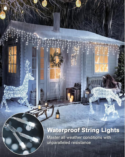 2 Pack 53FT 486 LED Christmas Lights Outdoor,Plug in Waterproof Christmas Lights for Outside, Timer & Memory, 8 Modes Hanging Fairy Light for Wedding Decorations House Eaves Yard Patio, Cool White