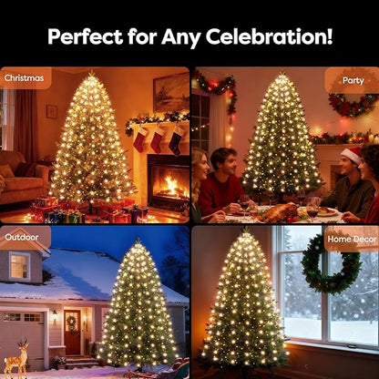Christmas Tree Lights with Remote 400 LEDs Christmas Lights for Tree with 8 Lighting Modes, Timer and Memory Function, Indoor Outdoor String Lights for 6 ft-10 ft Xmas Tree Decorations(WarmWhite)