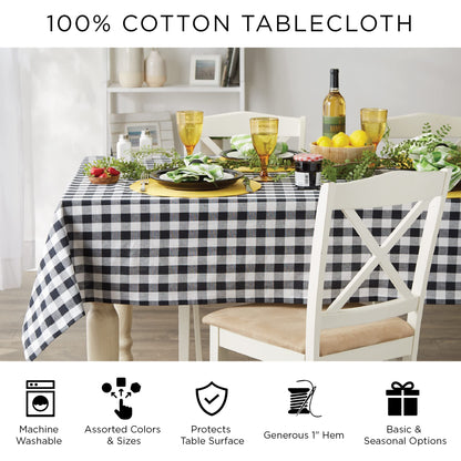 DII Holiday Dining Table Linen Collection Tartan Holly Plaid, Round Christmas Tablecloth, 70" Round, Red & Green