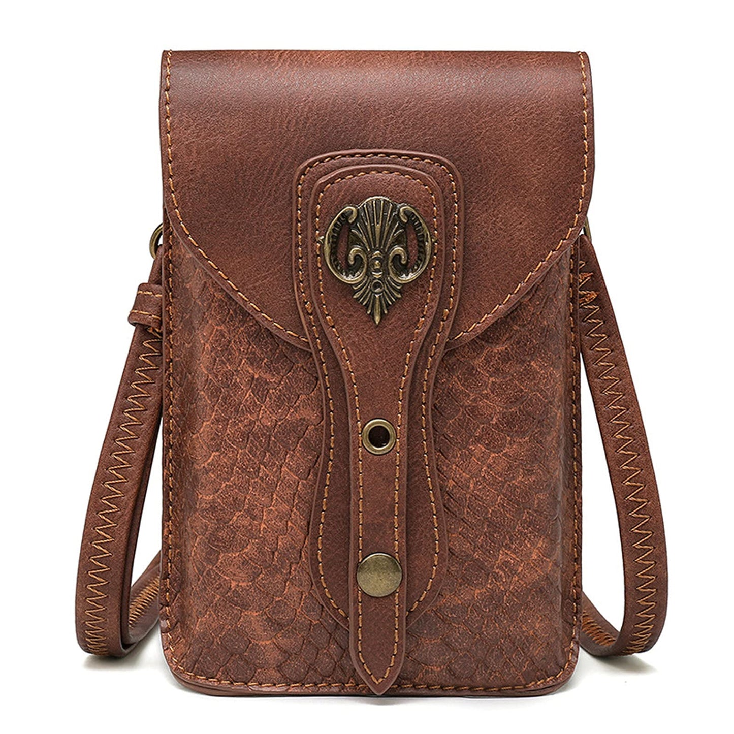 Small Crossbody Bag Shoulder Purse Leather Belt Pouch Waist Bag Fanny Pack Phone Holder Medieval Vintage Festival Renaissance Punk Costume Travel Wallet (Brown 089)