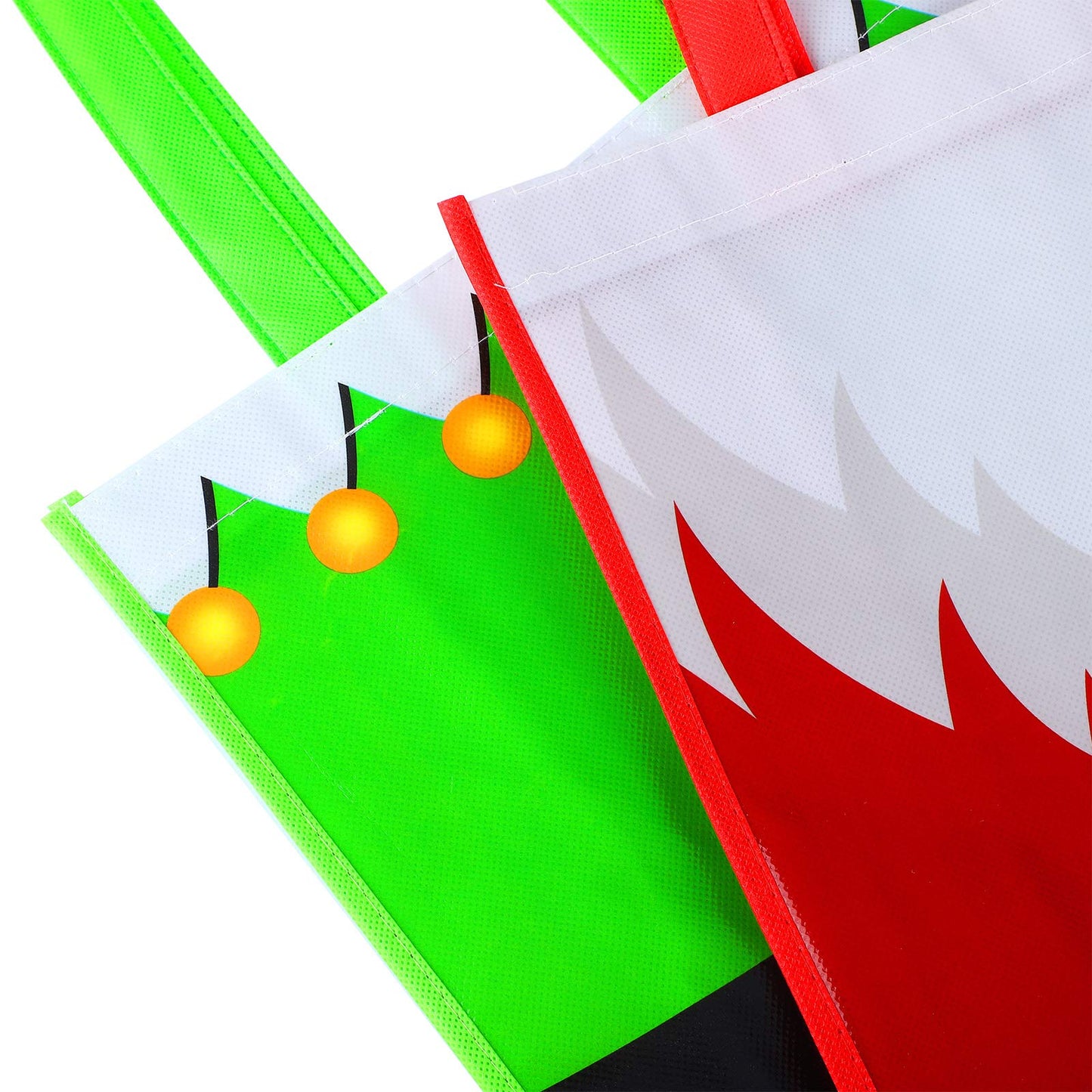Aneco 12 Pack Christmas Non-woven Bags 9.8 x 7.8 x 9.8 Inches Santa Claus Elves Suit Prints Xmas Gift Bags Holiday Present Party Bag Non woven Treat Storage Sack for Christmas Party Celebrations