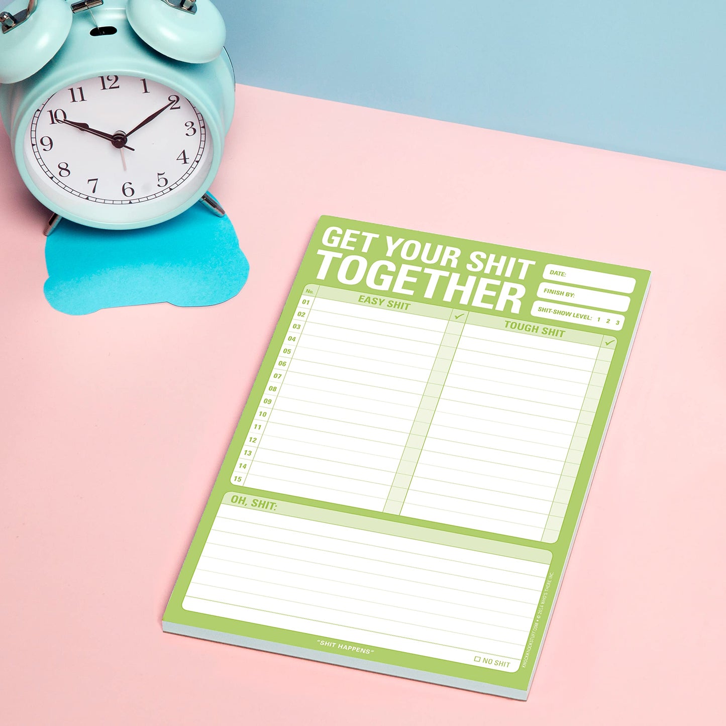 1-Count Knock Knock Get Your Shit Together Pad, To Do List Notepad & Daily Planner Pad, 6 x 9-inches (Green)