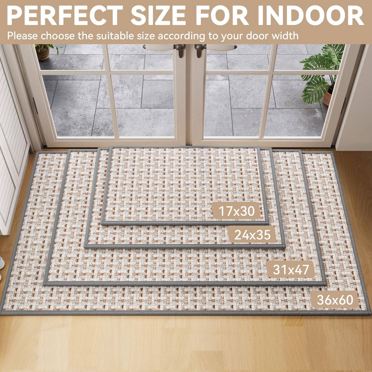 YDKGL Door Mat Entrance 24"x35", Dirt Resistant and Absorbent, Non-Slip Rubber Backing Floor Mats, Easy Clean Low-Profile Doormat for Entryway, Front Door, Inside Entrance, Grey