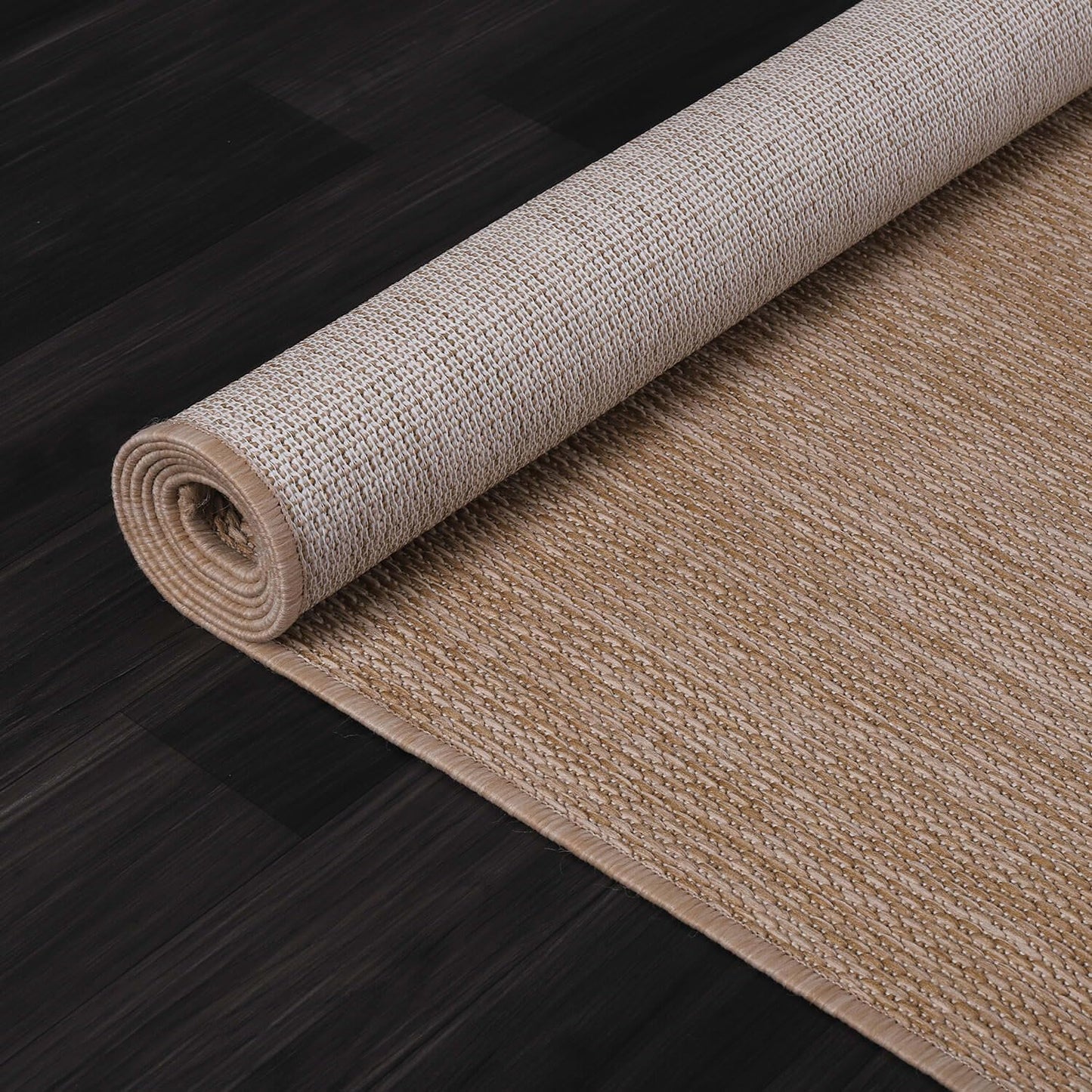 Beverly Rug Indoor Outdoor Rug 6x9, Washable Outside Carpet for Patio, Deck, Porch, Solid Modern Area Rug, Water Resistant, Jute Beige