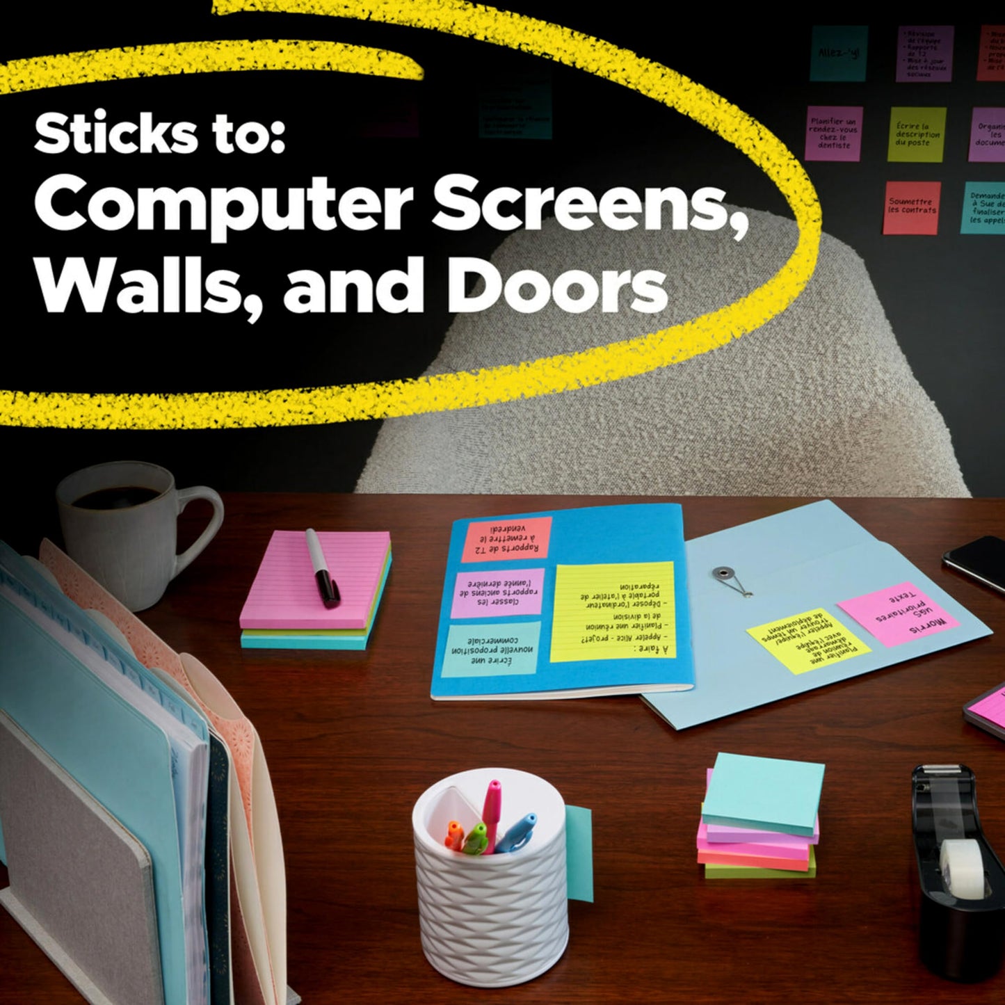 Post-it Super Sticky Notes, 24 Sticky Note Pads, 3 x 3 in., School Supplies, Office Products, Sticky Notes for Vertical Surfaces, Monitors, Walls and Windows, Energy Boost Collection