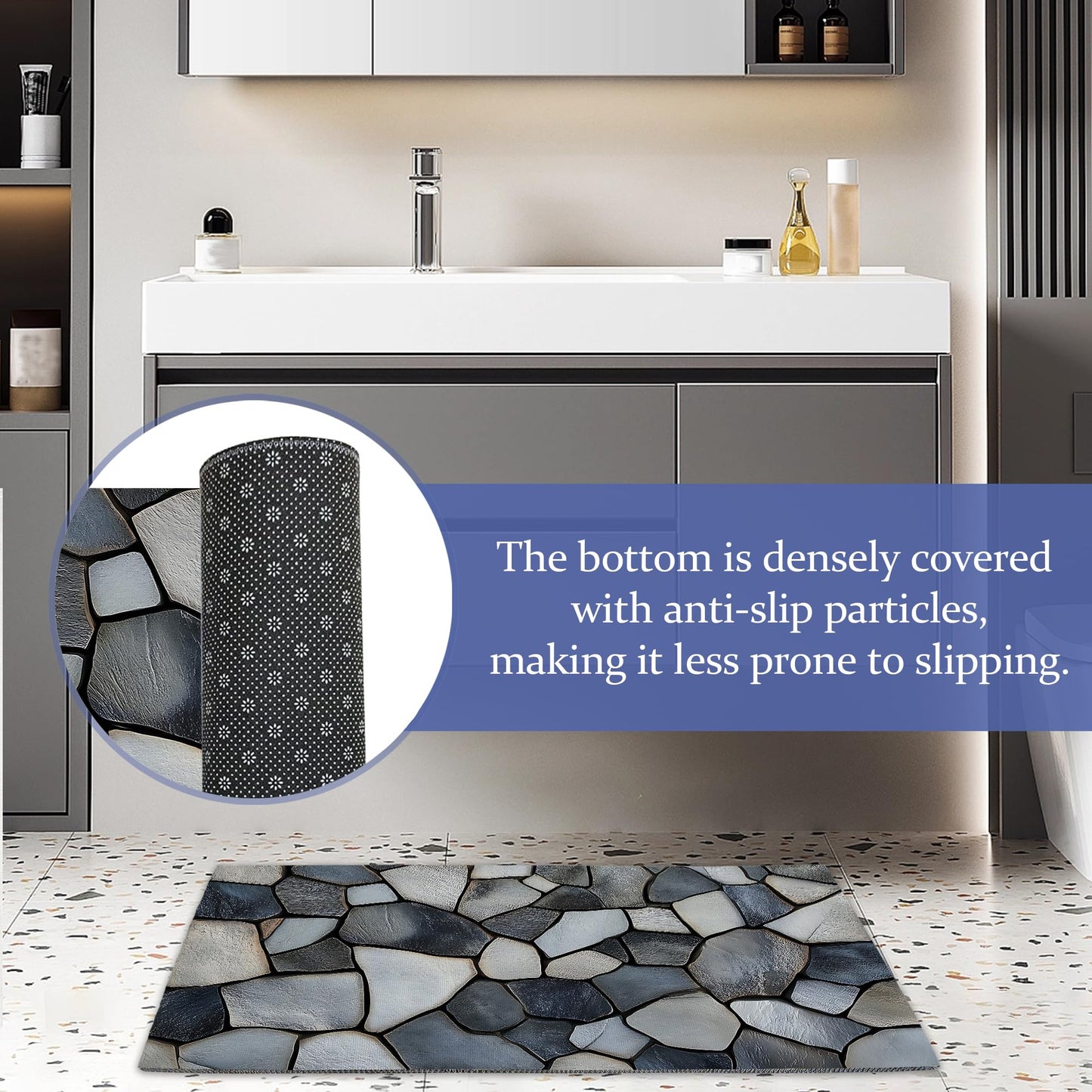 Stone Pattern Welcome Mat,Modern Indoor Rugs for Entryway,Anti-Slip Low Profile Doormats Porch Mats for Front Door Stairway Rug Living Room Floor Mat 30 x 17 Inch