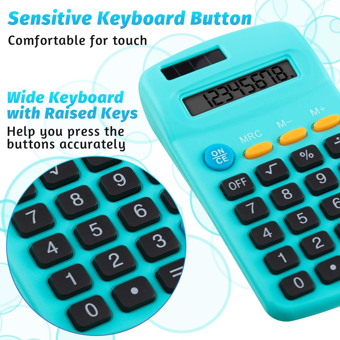 Weewooday 12 Pieces Small Basic Calculator 8 Digit Solar Battery Dual Power Mini Pocket Calculator for Kids Students Classroom Desktop Home Office, 6 Colors
