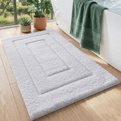 DEXI Bathroom Rug 36x24, Non Slip Washable Bath Mat for Shower Floor, Absorbent Soft Bathmat with Rubber Backing, Quick Dry Microfiber Carpet, White