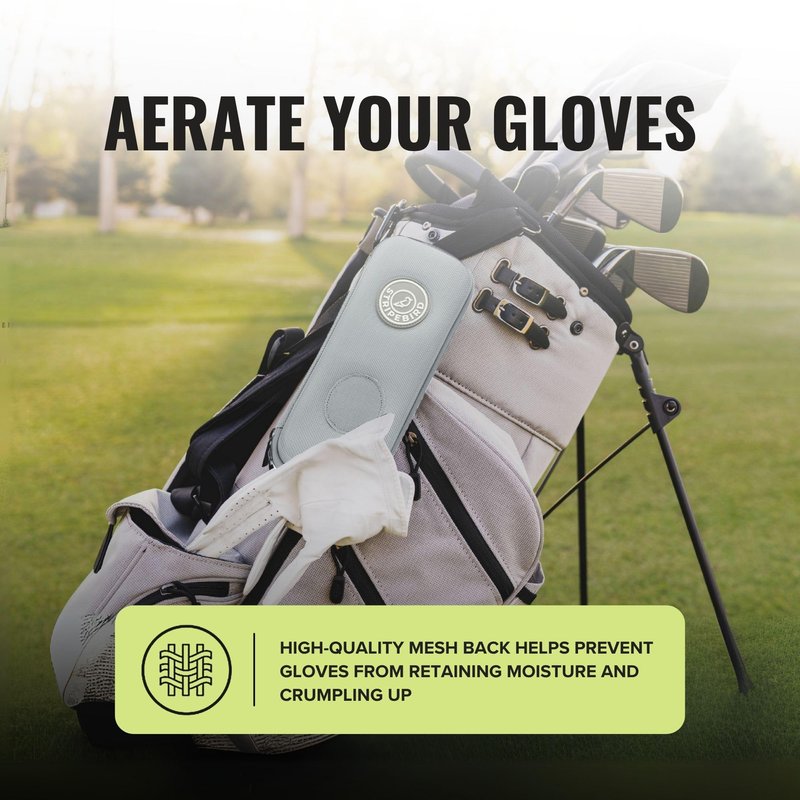 Stripebird - Golf Performance Gloves Holder Case (Cool Gray) - Protect and Keep Golf Gloves Dry - Moisture Free Storage Design - Includes Golf Bag Clip for Golfers