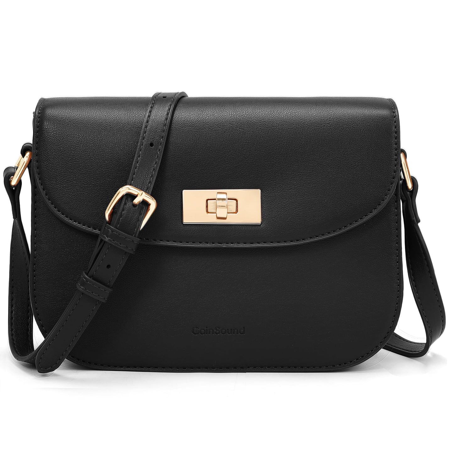 Goinsound Small Shoulder Bag for Women Vegan Leather Crossbody Bag Trendy Clutch Purse With Long Adjustable Strap, Black