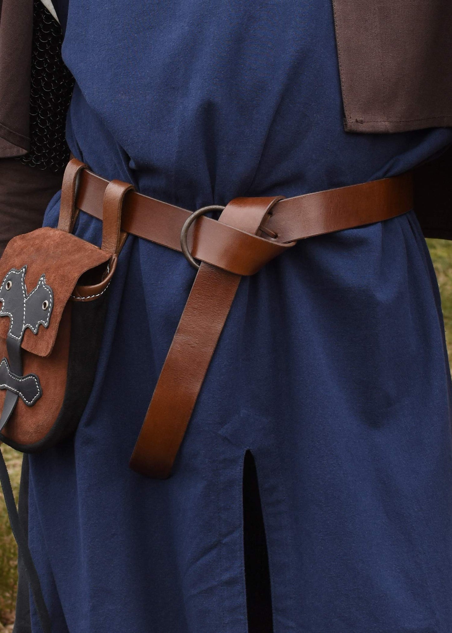 Battle-Merchant Medieval Leather Ring Belt with Decorative Cross-Lacing, Long Viking Renaissance LARP Belt in Black 75 Inche