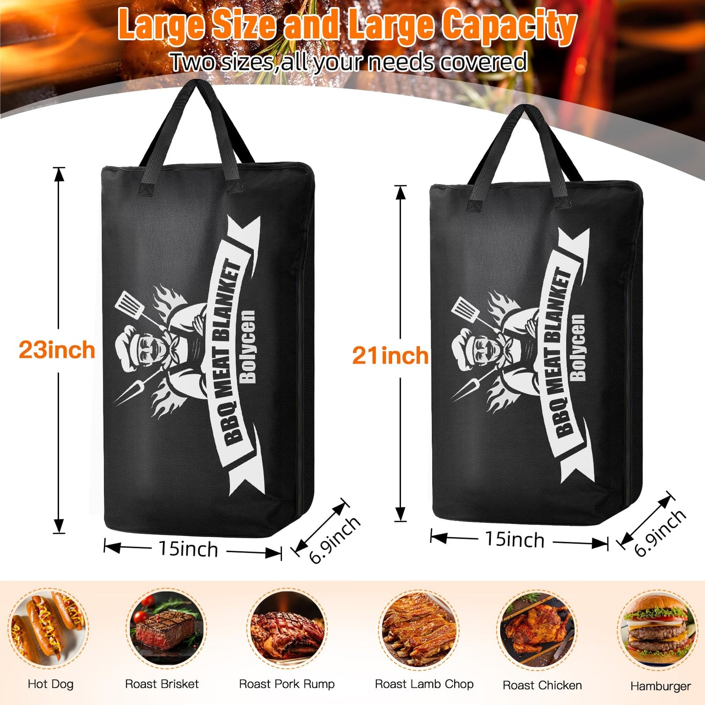 Upgraded BBQ Blanket for Resting Meat - Air Fryer Kitchen Camping Baking Party Essential -Smoker Accessories Brisket Blanket - Insulated Meat Resting Bag with Wide Mouth for Steak/ Pork Shoulder/ Turkey - Birthday Anniversary BBQ Accessories Grilling Gift