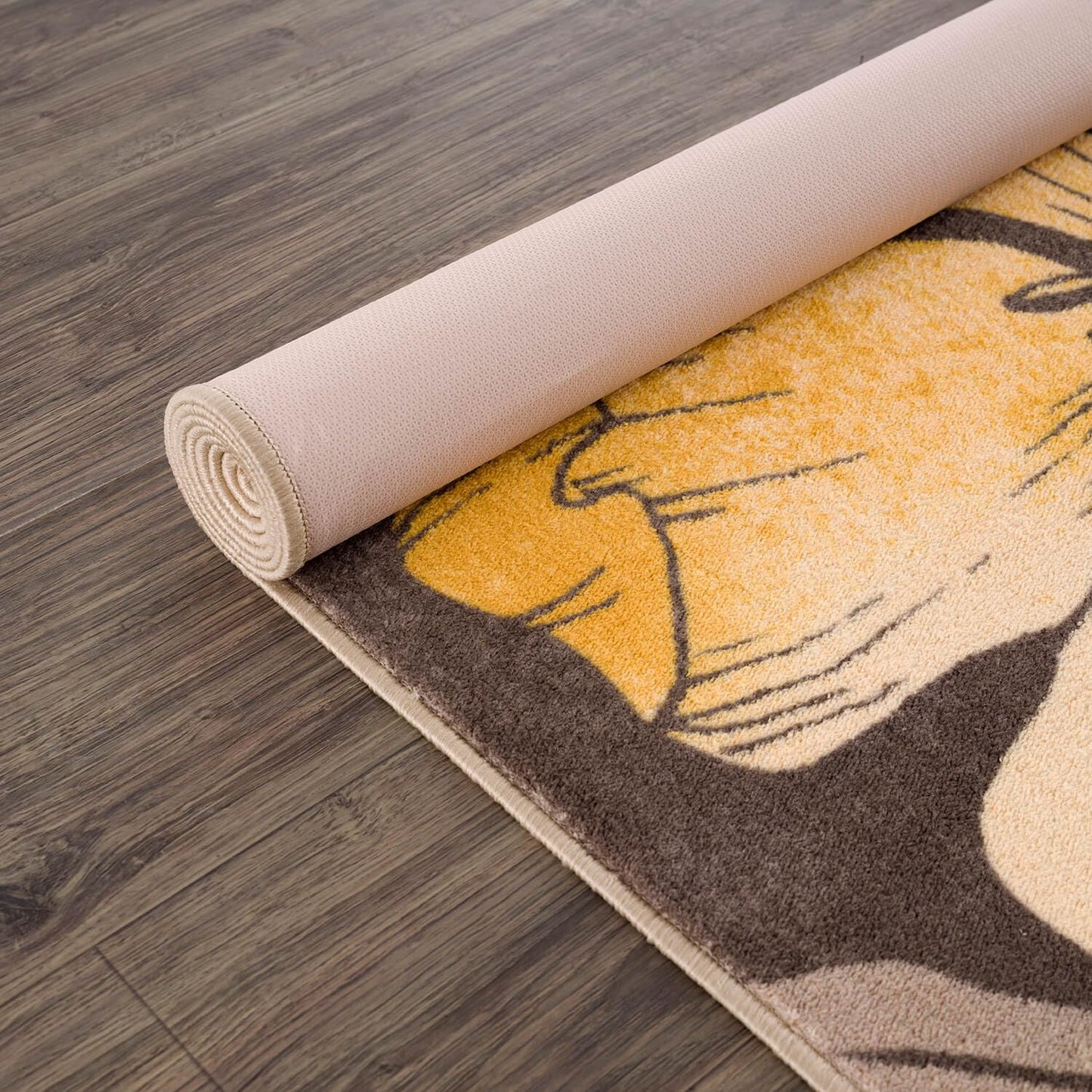 CAMILSON Solana Modern Floral 5x7 Area Rugs Non-Skid (Non-Slip) Rubber Backing Yellow - Brown Flowers Indoor Rug (5 x 7, Yellow Brown)