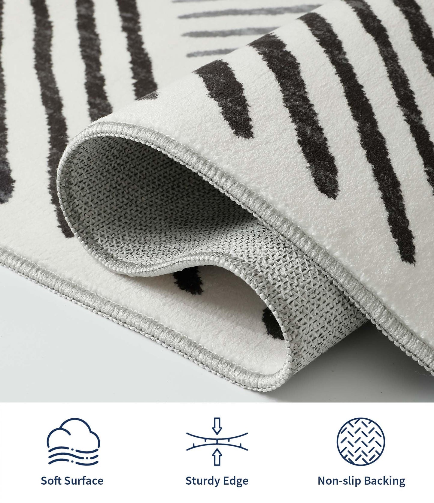 YIHOUSE Black and White Area Rug 5x7,Modern Geometric Rug for Bedroom Diamond Washable Rugs for Living Room, Office, Dining Room