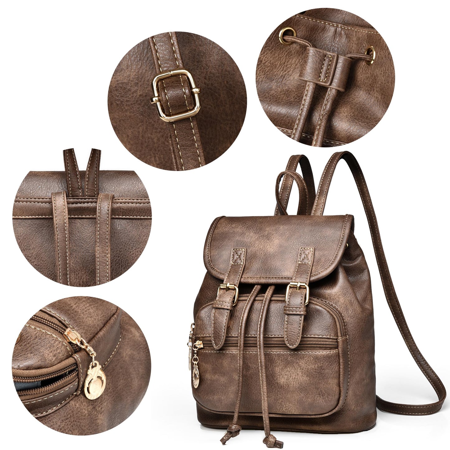 Dora & Liz Mini Backpack Purse for Women Leather Fashion Cute Small Backpacks Lightweight Travel Ladies Shoulder Bags