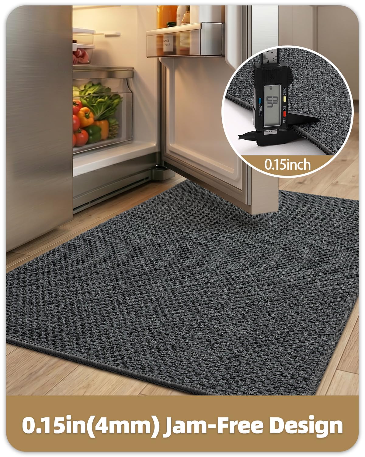 Color&Geometry Kitchen Rugs and Mats Non Slip Washable, Absorbent Kitchen Mats Woven Runner Rug Easy to Clean Kitchen Floor Mats for in Front of Sink, Laundry Room, Hallway, 17”x47”, Dark Grey