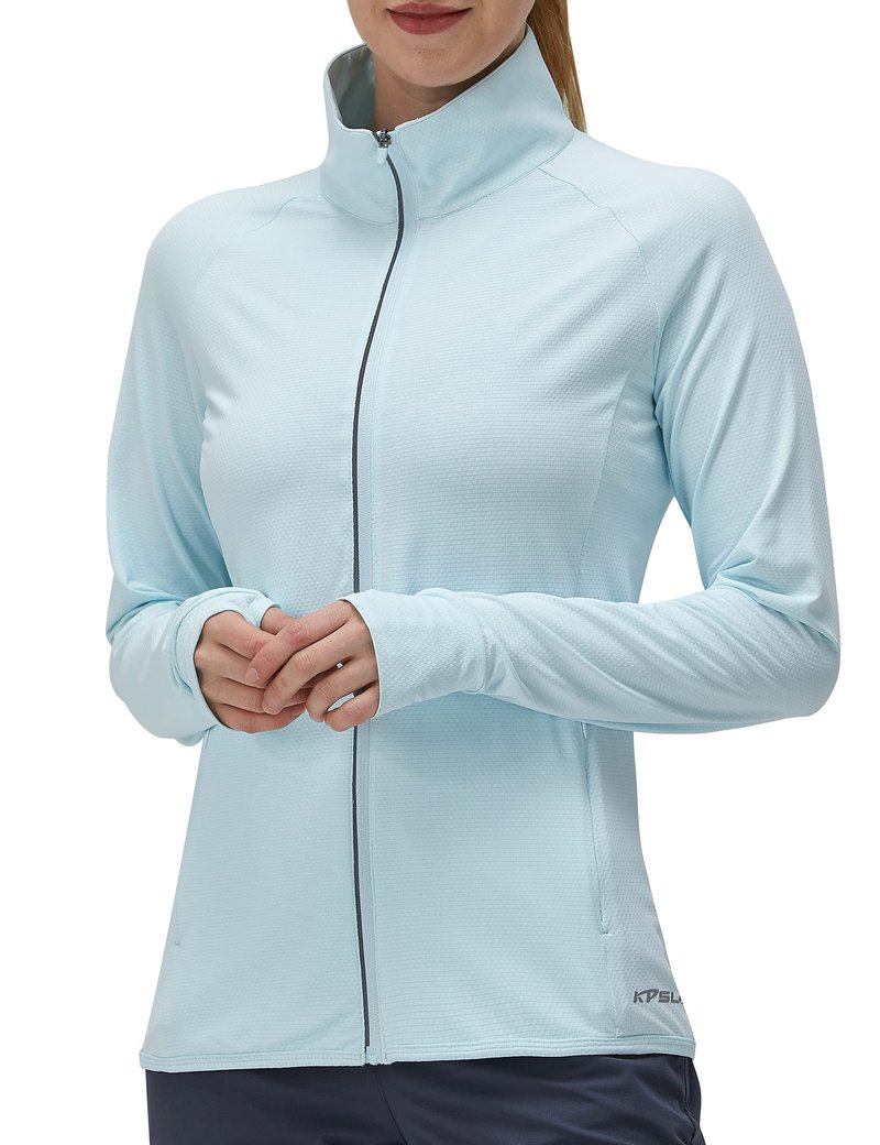 Women's UPF 50+ UV Sun Protection Clothing Long Sleeve Athletic Hiking Shirts Lightweight SPF Zip Up Outdoor Jacket (Blue,S)