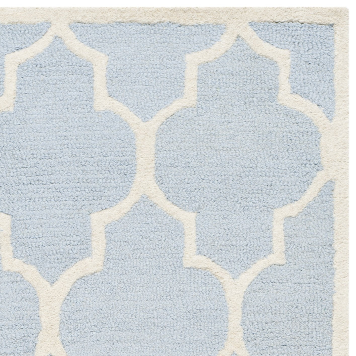 SAFAVIEH Cambridge Collection Runner Rug - 2'6" x 8', Light Blue & Ivory, Handmade Moroccan Trellis Wool, Ideal for High Traffic Areas in Living Room, Bedroom (CAM134A)