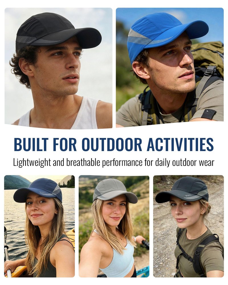 CLAPE Outdoor Sun Visor Hats Lightweight Waterproof Breathable Sports Hat UPF50+ Ultra Thin Cooling Baseball Hats