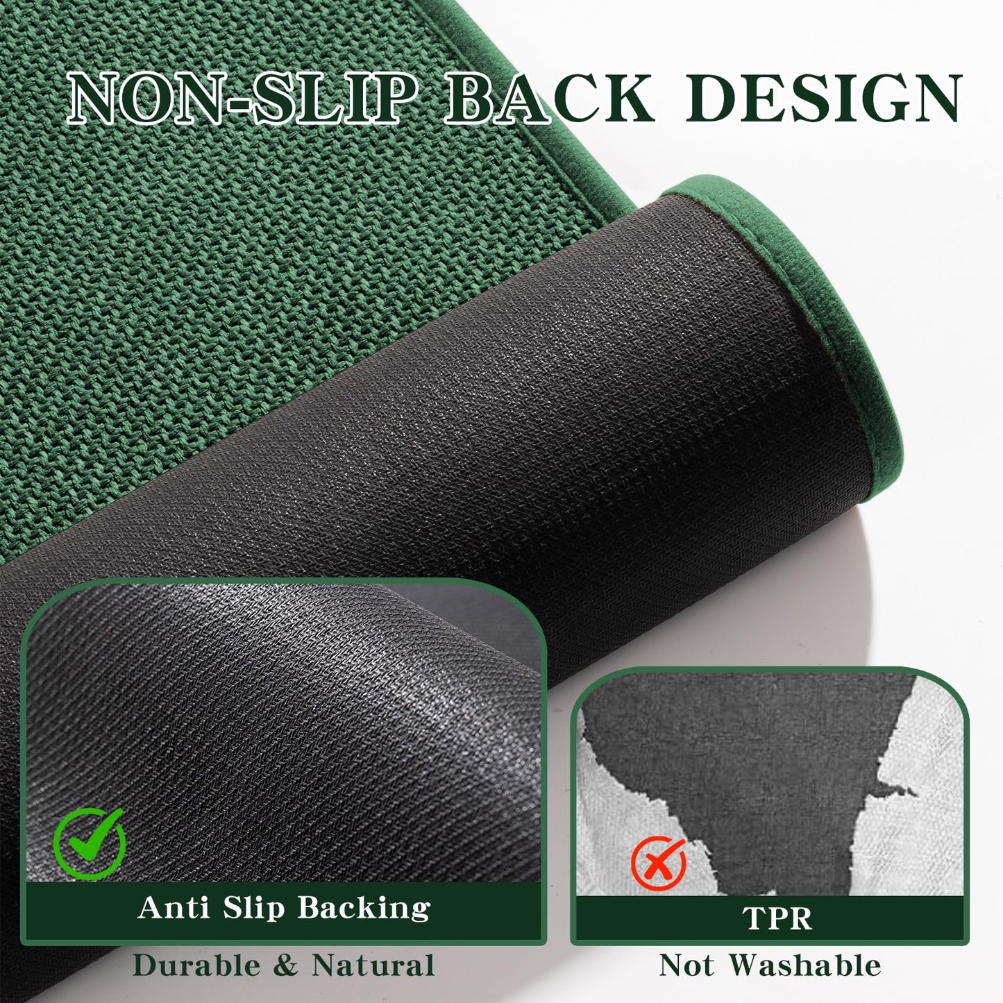 chakme Bathroom Rugs Mat 36x25, Ultra Thin Non Slip Bath Mat Large Quick Dry Absorbent Bath Mat for Bathroom Floor, (Green, 36"x25")
