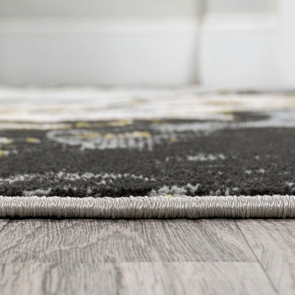 JONATHAN Y Swirl Marbled Black/Yellow Indoor Area Rug 3X5 ft, Abstract for Living Room, Bedroom, Kitchen, Office, Easy-Cleaning, High Traffic, Pet-Friendly, Non-Shedding SOR203D-3
