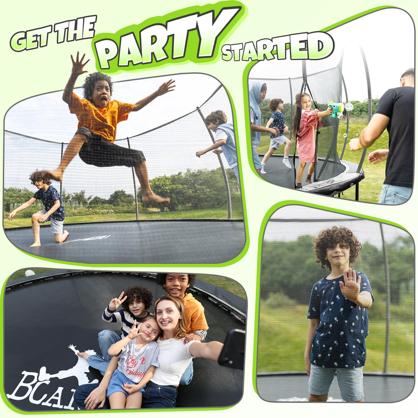 BCAN Trampoline 16FT Recreational Trampoline with Enclosure for Kids Adults, ASTM Approved, Outdoor Trampoline with Ladder for Kids bk