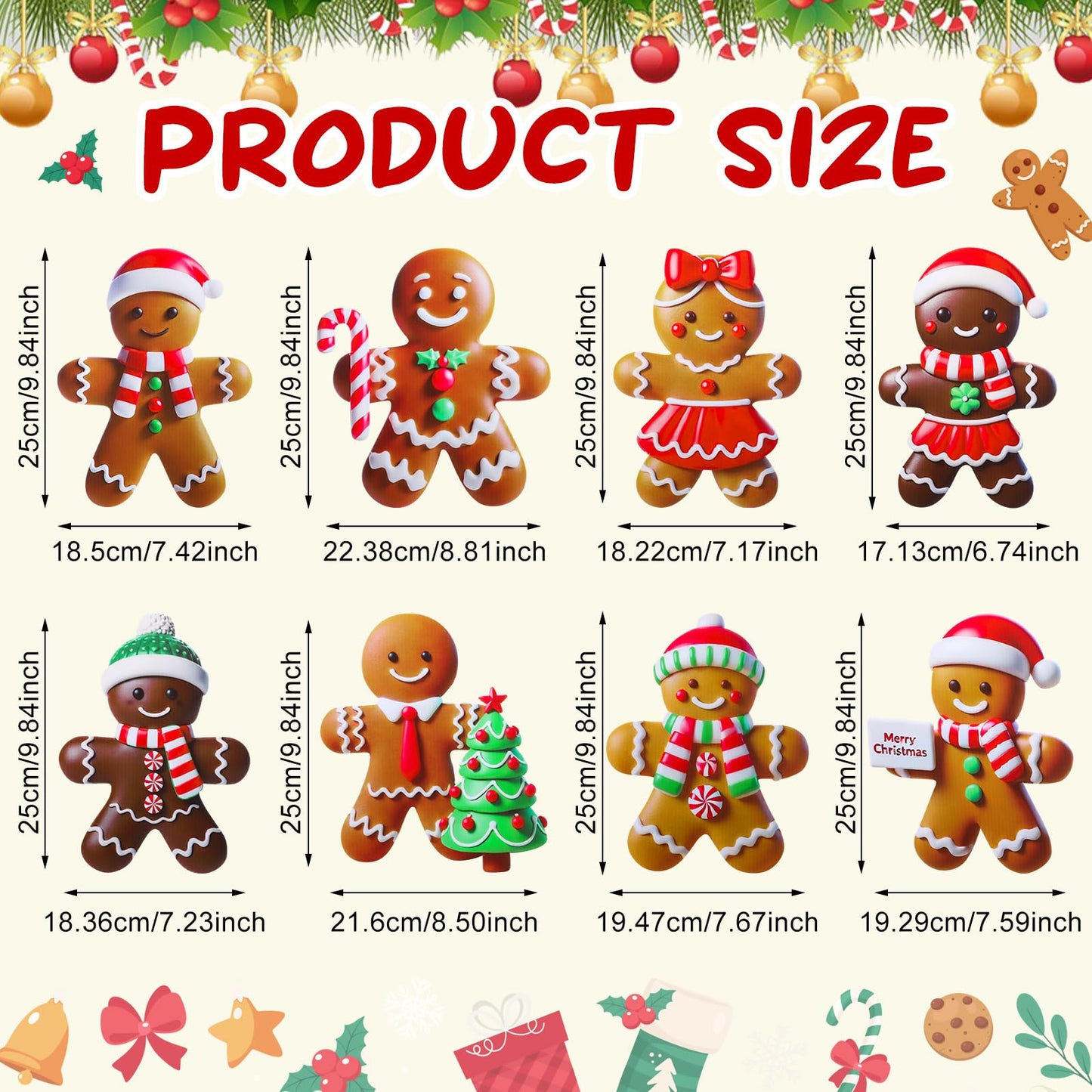 Memorywuu 8 Pcs Christmas Gingerbread Man Yard Signs with Stakes Outdoor 3D Gingerbread House Decoration Xmas Yard Stakes Lawn Signs for Christmas Holiday Pathway Garden Patio Party Favors(Classic)