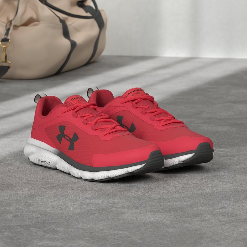 Under Armour Mens Charged Assert 9 Running Shoe, Red (600)/White, 9.5 US