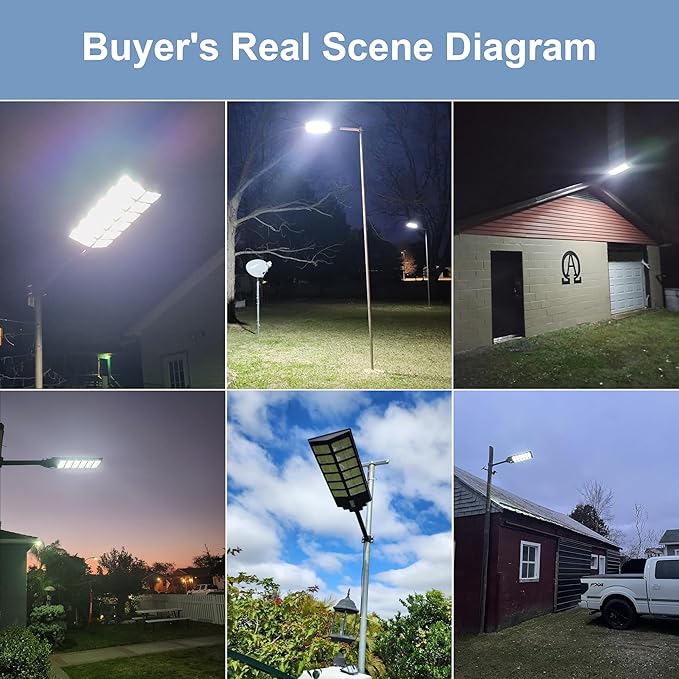 9000W Solar Street Light，Solar Street Lights Outdoor 120000LM, Commercial Parking Lot Light 7000K,Flood Outdoor Lights IP66 Waterproof with Motion Sensor, 3-Year Warranty