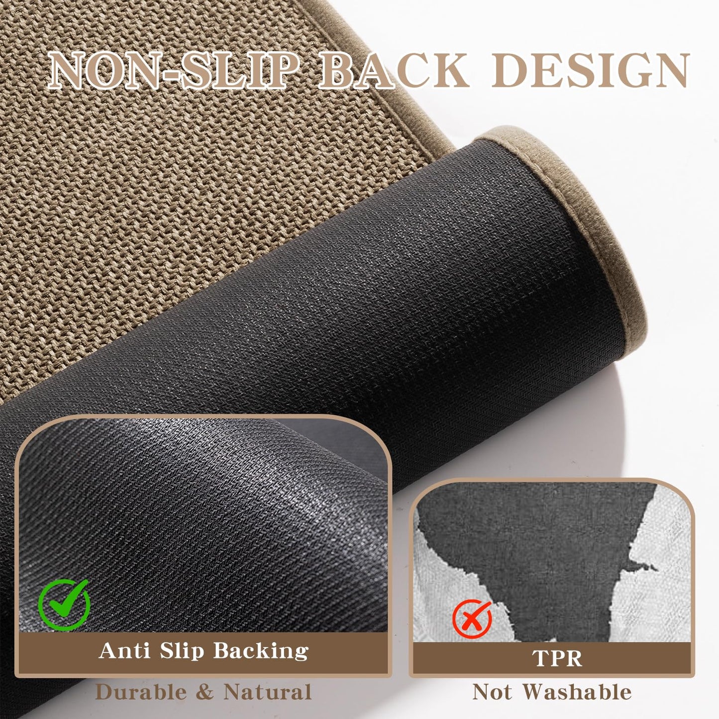 chakme Bathroom Rugs Mat 24x17, Ultra Thin Non Slip Bath Mat Small Quick Dry Absorbent Bath Mat for Bathroom Floor, (Dark Beige, 24"x17")