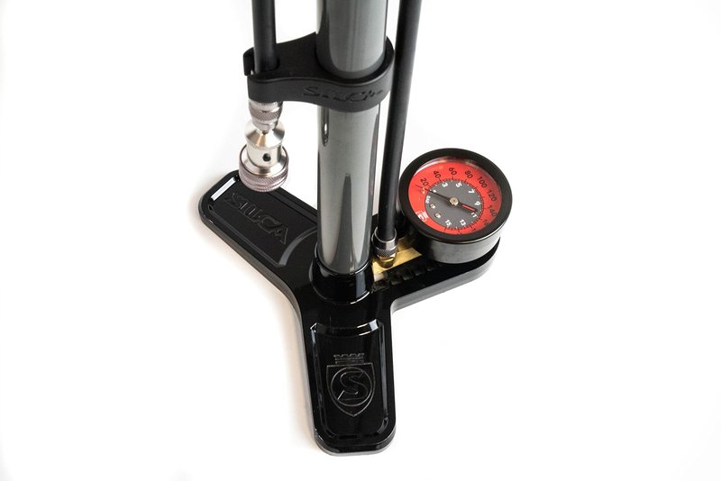 SILCA Pista Plus Bicycle Tire Pump | 120psi max Pressure, 2.5" Gauge | Presta & Schrader Valve | Durable Hose | High Performance | Bike Floor Pump