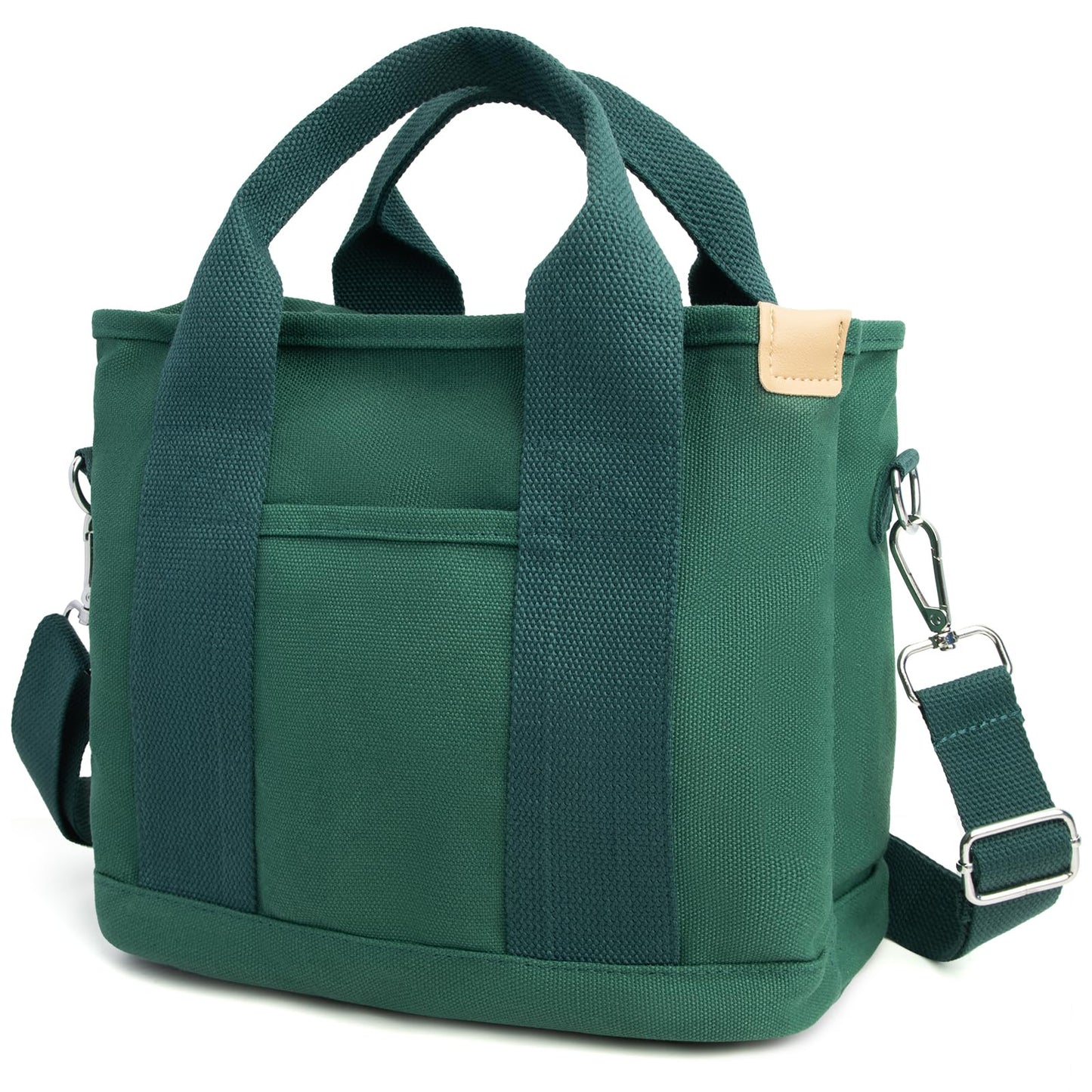 IwIeIaIrI Small Tote Bag for Women,Canvas Mini Tote Bags with Zipper and Multi Pockets,Crossbody Bag Shoulder Bag,Kids,Girls,Friends Gift(Dark Green)