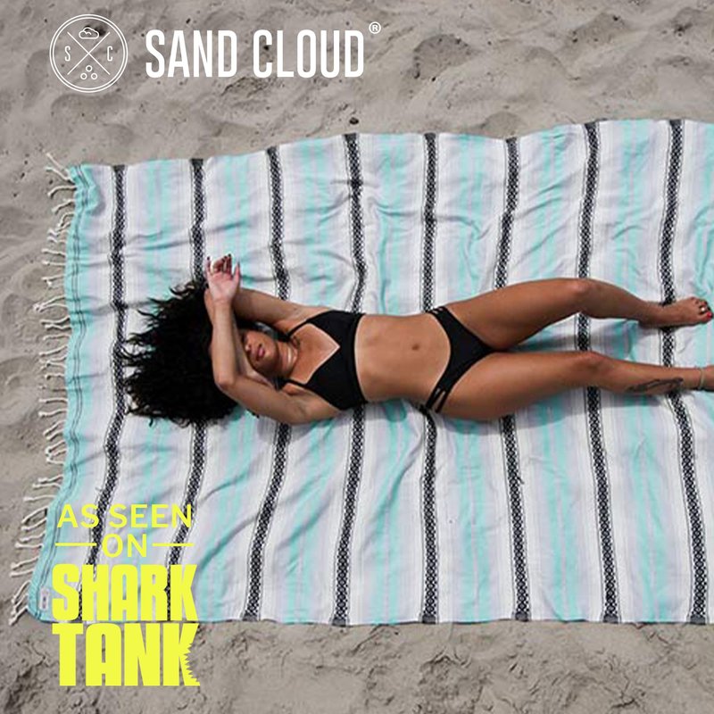 Sand Cloud Extra Large Turkish Beach Towel - Sand Resistant - 100% Organic Turkish Cotton Yarn - Quick Dry Towel for Beach, Picnic Blanket or Throw - As Seen on Shark Tank - Tie Dye (Mint Baja)