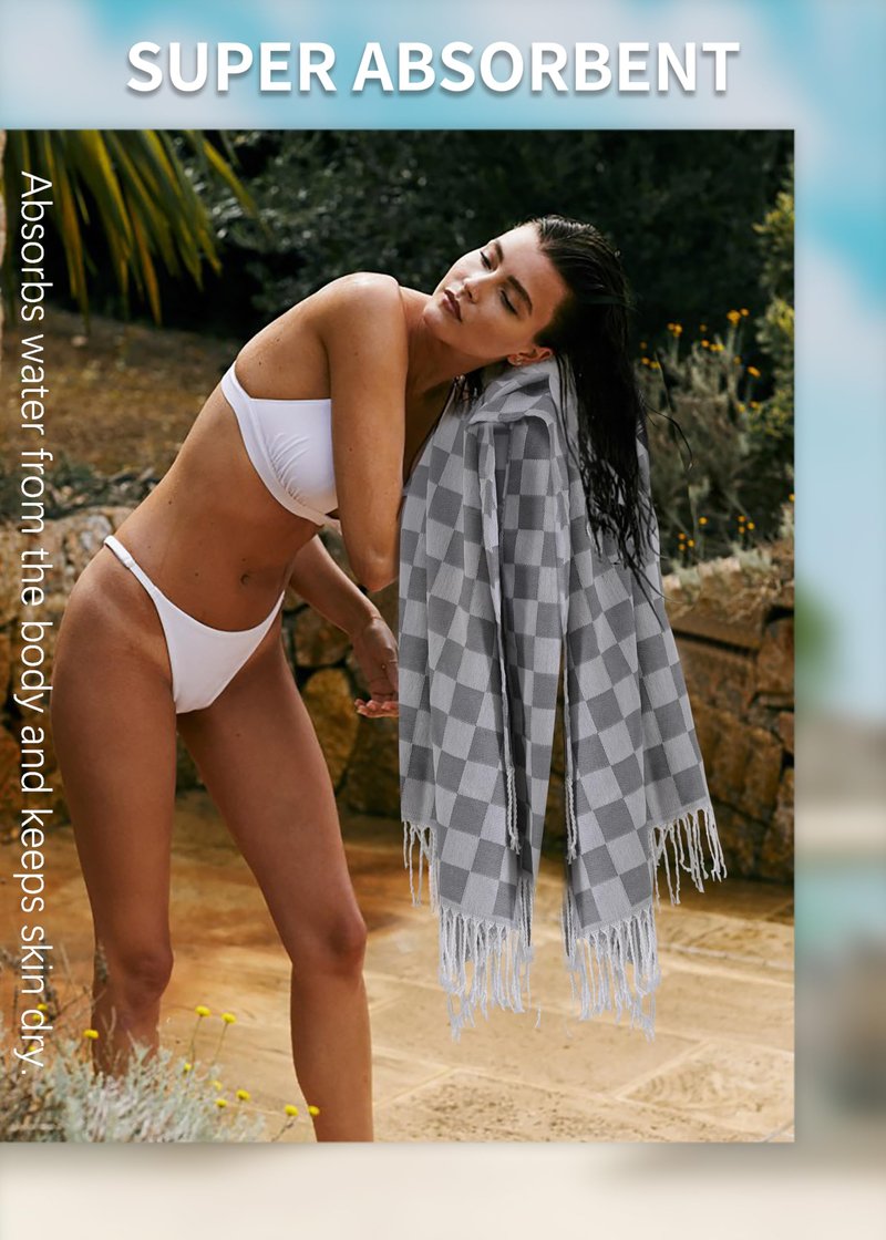 2 Packs Turkish Beach towel Vacation Essentials Blanket Bath Pool Towel Extra Large Sand Free Fast Drying Lightweight Swim Necessities Women Summer Gift Vacation Travel Accessories Thin Sandless