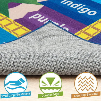ST. BRIDGE Educational Kids Rug for Playroom 4x6 Feet, Non Slip Play Mat with ABC Alphabet, Numbers & Animals for Toddler Preschool Nursery Classroom, Soft Washable Area Rug for Early Learning