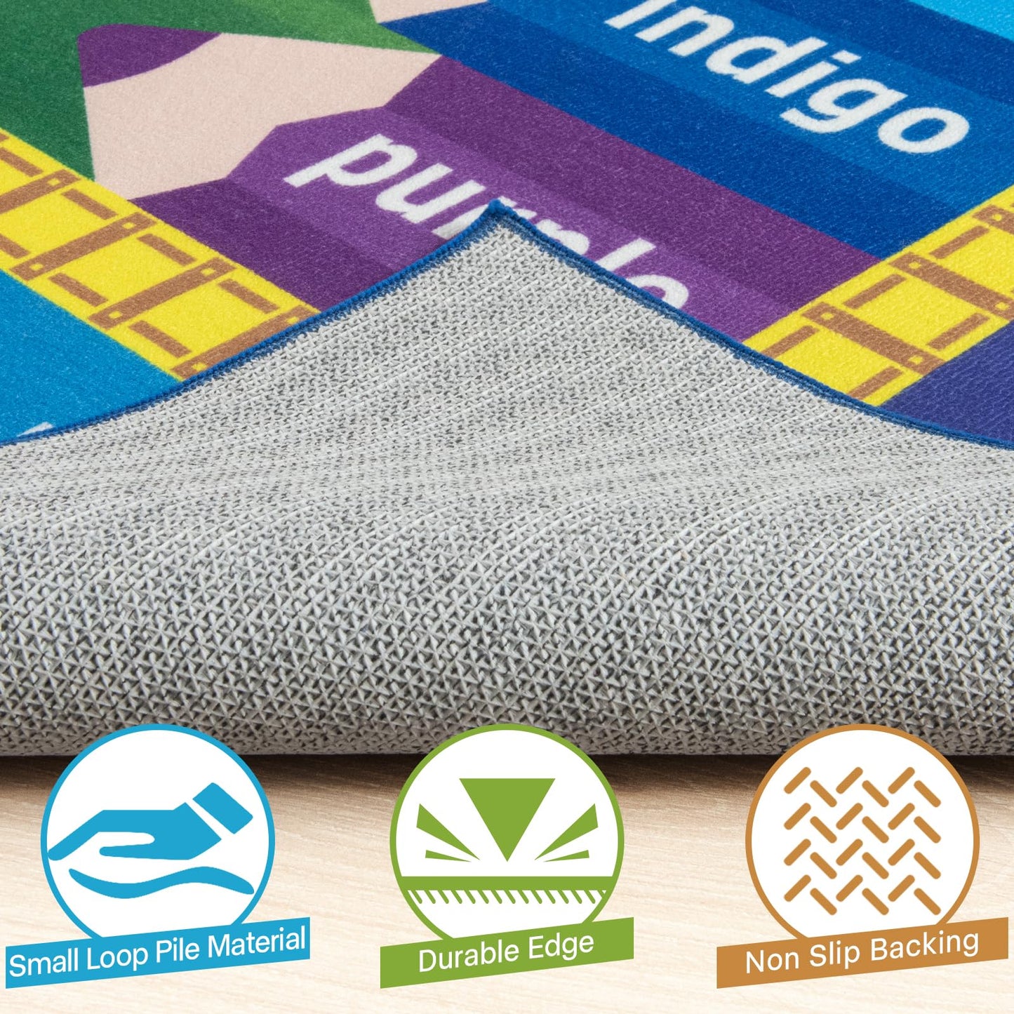 ST. BRIDGE Educational Kids Area Rug 6x9 Feet, Non Slip Play Mat Learning with ABC Alphabet, Numbers & Animals for Preschool Toddler, Soft Washable Carpet for Playroom Nursery Classroom Bedroom