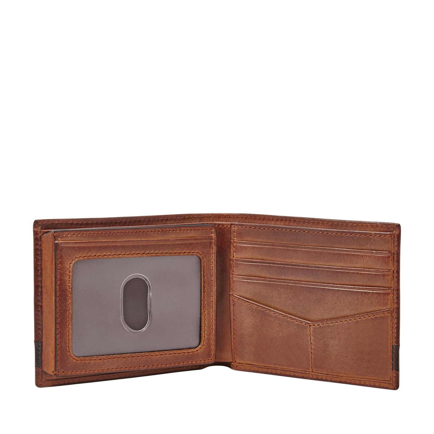 Fossil Men's Quinn Leather Bifold with Flip ID Wallet, Men's Leather Wallet, Brown