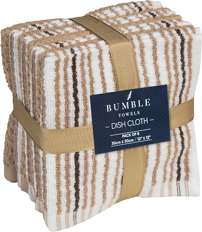 Bumble Premium Dish Cloths Towel 12"x12" | 100% Natural Ring Spun Cotton Tea