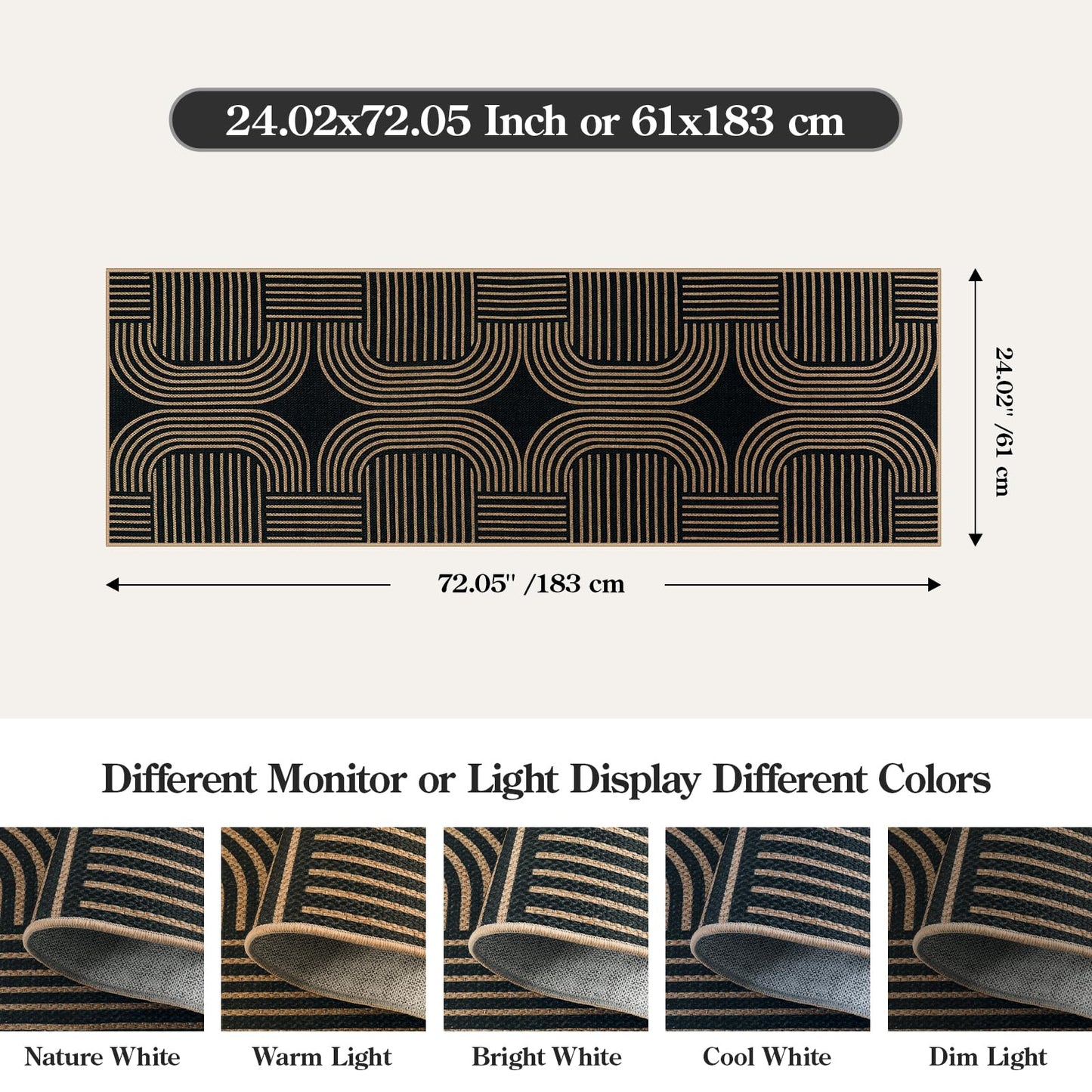 Lahome Modern Geometric Runner Rug, 2x6 Laundry Room Rug Runners for Hallways Non Slip, Washable Outdoor Carpet with Rubber Backing, Farmhouse Non Shedding Kitchen Mats for Floor Entryway
