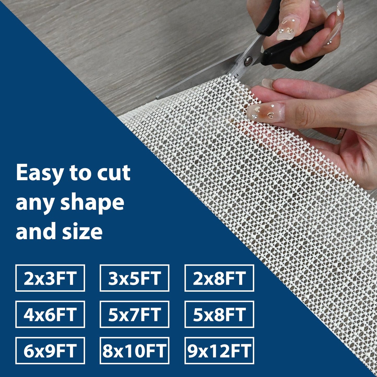 Coyacool Non Slip Rug Pads for Hardwood Floors, 9x12 Rug Pad Gripper for Area Rugs, Under Carpet Anti Skid Mat, Beige, Keep Your Rugs Safe and in Place