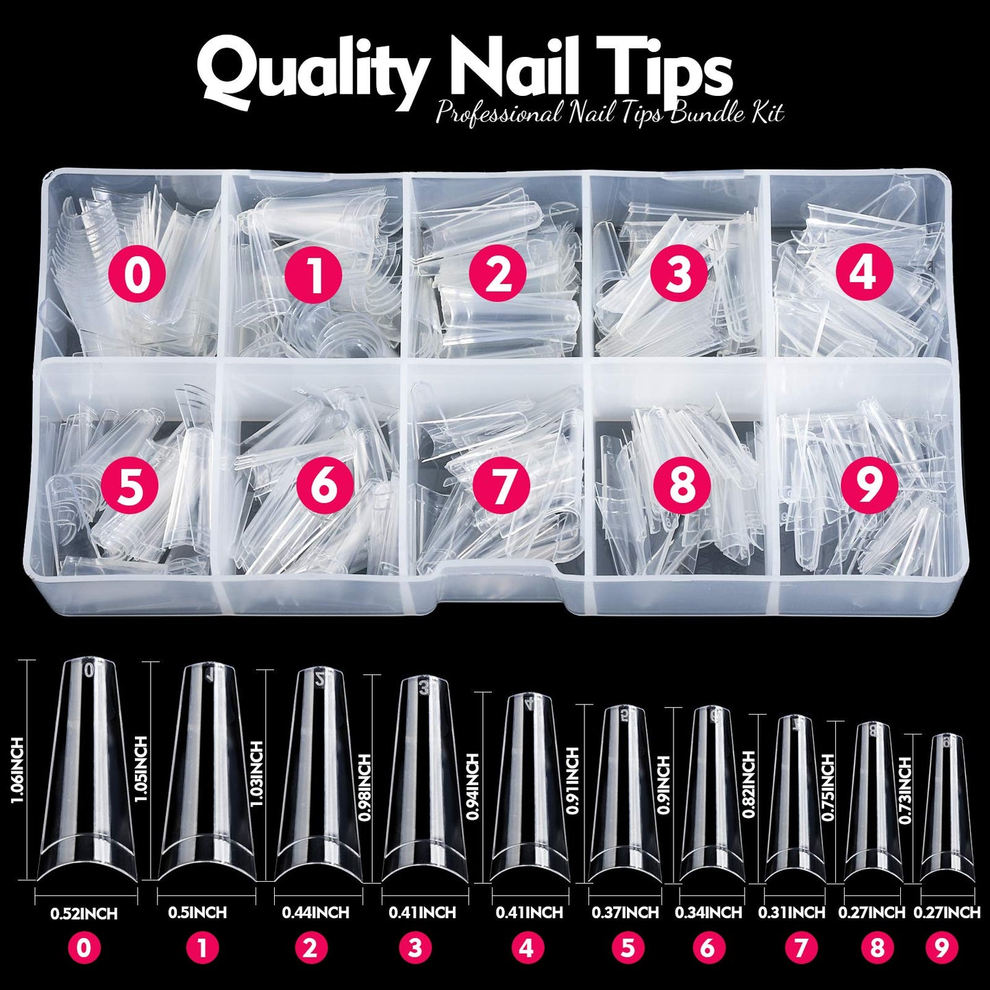 Teenitor Clear Coffin Nail Tips Set, Long Acrylic Nail Kit Full Cover Clear Press On Nails, 600 Pcs Fake Nails with Glue, Acrylic Nail Clipper Files and Buffer Polisher